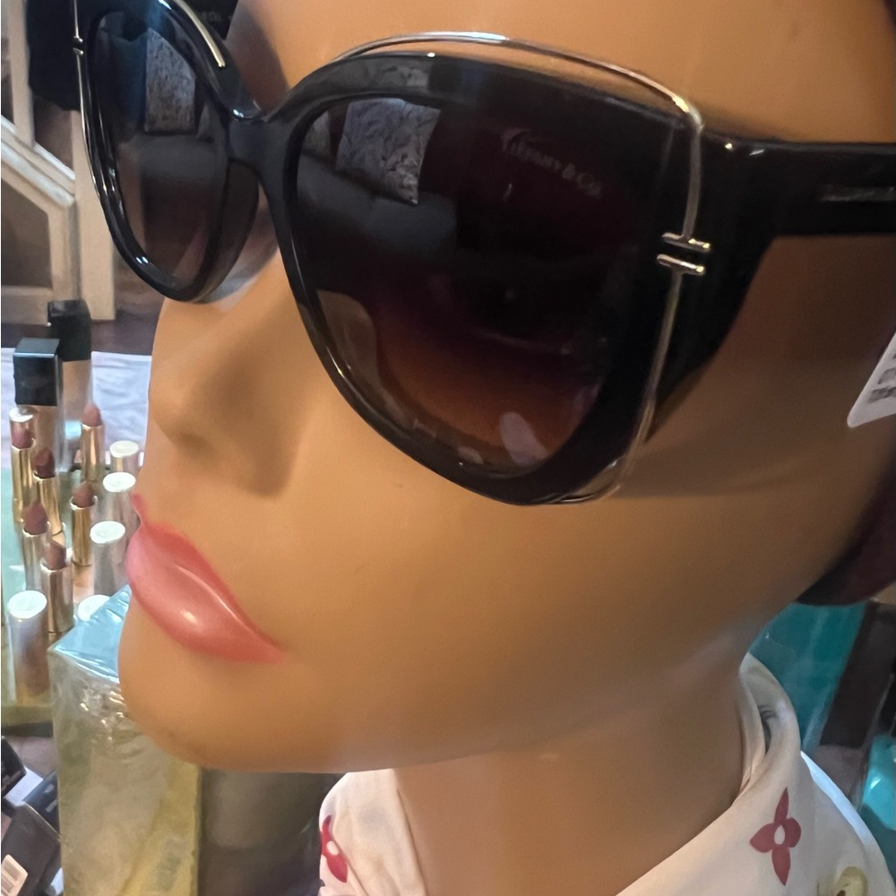 Tiffany & Co. Elegant Black Sunglasses with Gold Detail